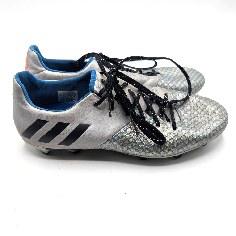 Adidas Messi 16.2 FG Silver Metallic Black Blue Soccer Cleats S79629 Mens 8